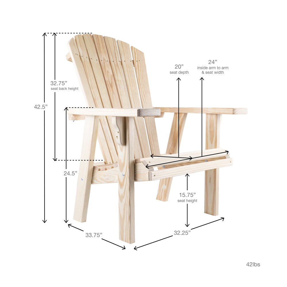 Solid Pine Wood Outdoor Adirondack Chairs