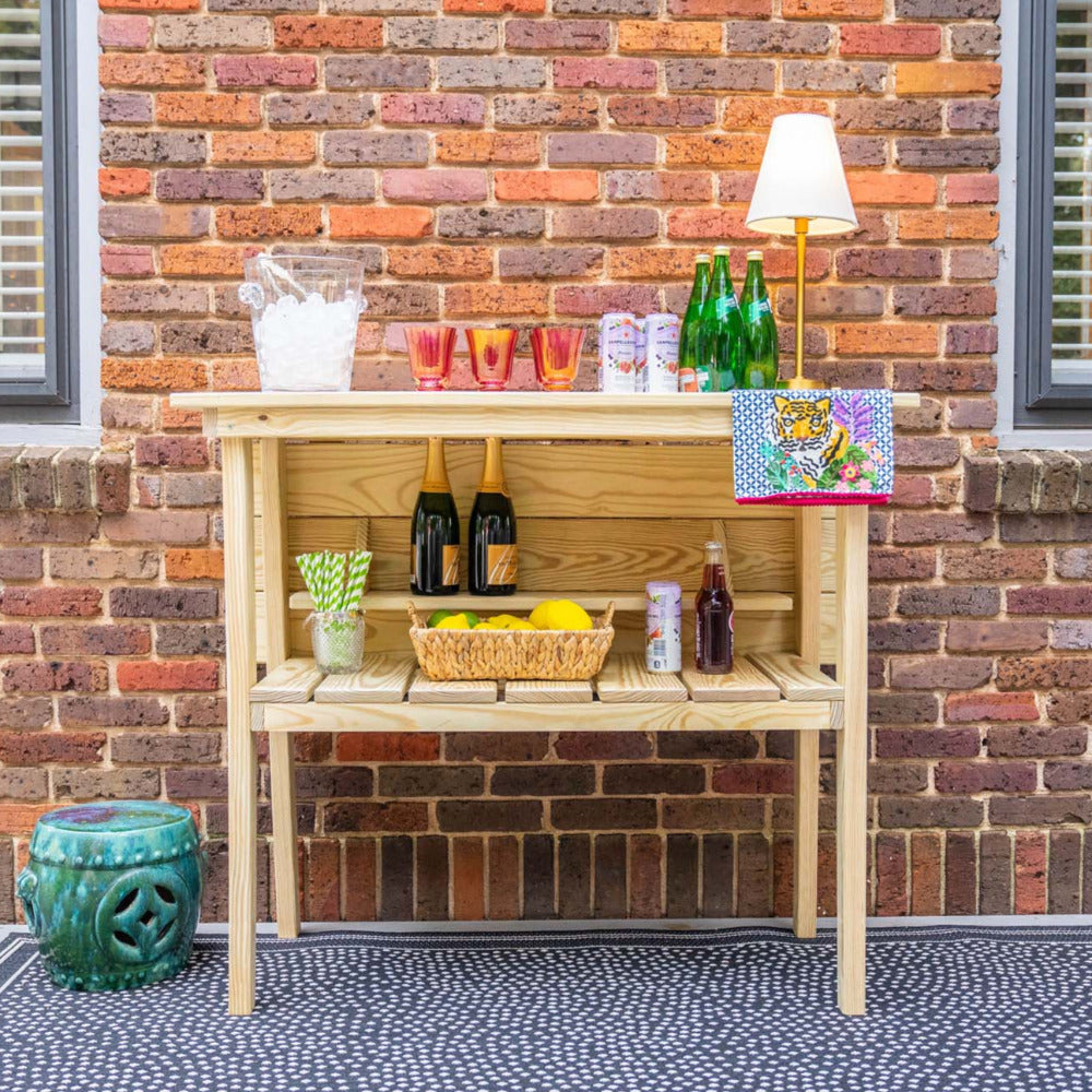 Solid Wood Outdoor Entertaining Food and Drink Table