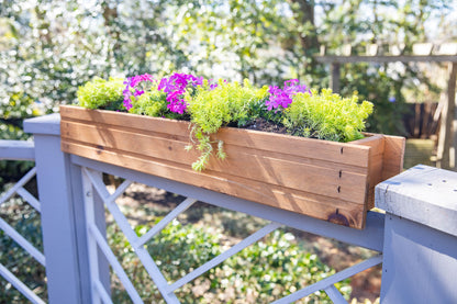 hanging wood planter box 36 in Stained Wood Planter Box – Palmetto Craft