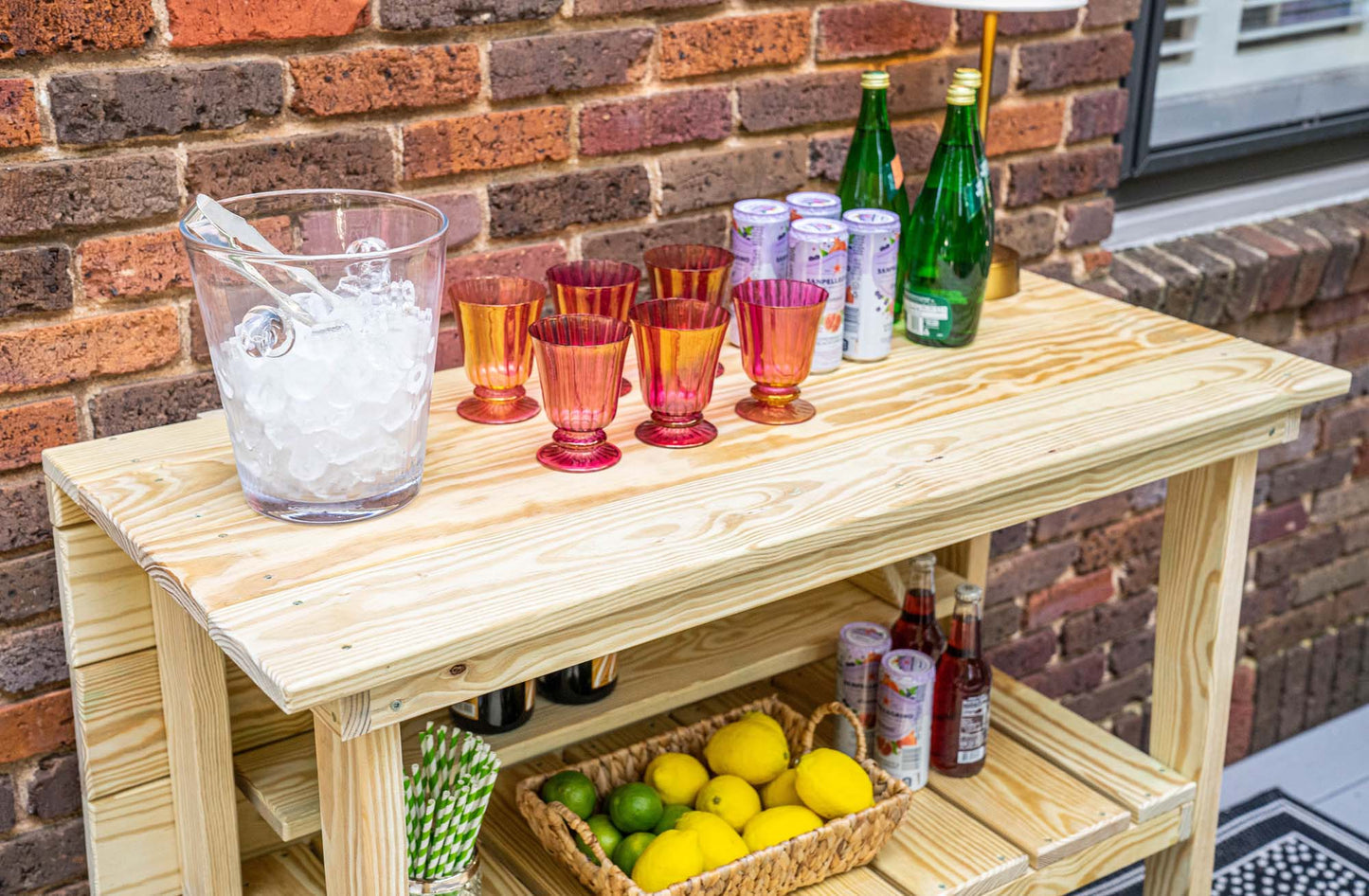 Solid Wood Outdoor Entertaining Food and Drink Table