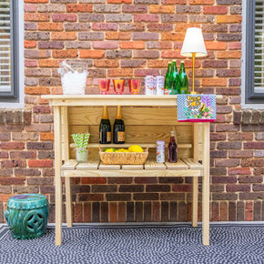 Solid Wood Outdoor Entertaining Food and Drink Table